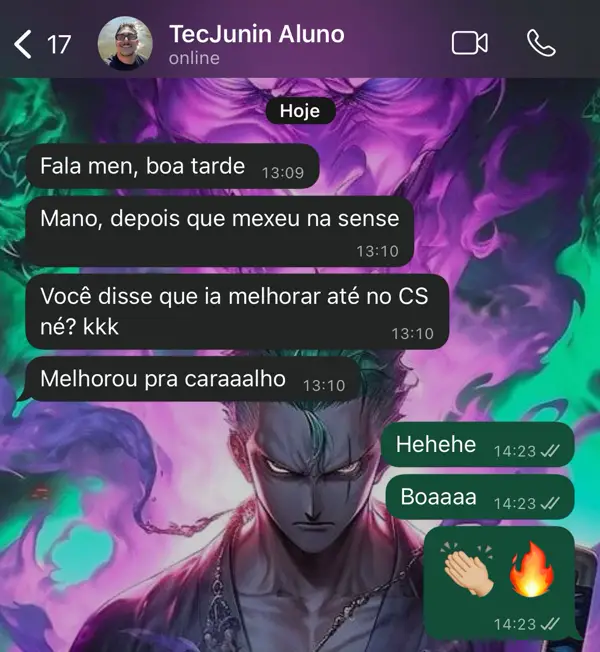 Aluno TecJunin: depois que mexeu na sense, melhorou demais